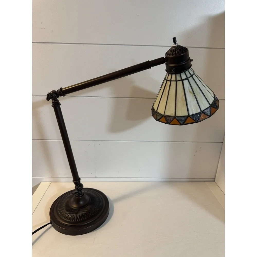 Tiffany Stained Glass Craftsman Craftsmen Style Gooseneck Lamp